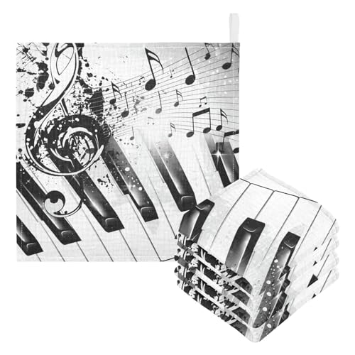 Kigai Piano Keys and Note Patterns Baby Washcloths,3pcs Ultra Soft Absorbent Towel,Newborn Bath Face Towel, Natural Reusable Baby Wipes for Sensitive Skin, Baby Registry as Shower