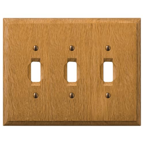 AMERELLE 4025TTT Traditional Triple 3 Toggle Wood Wallplate in Light