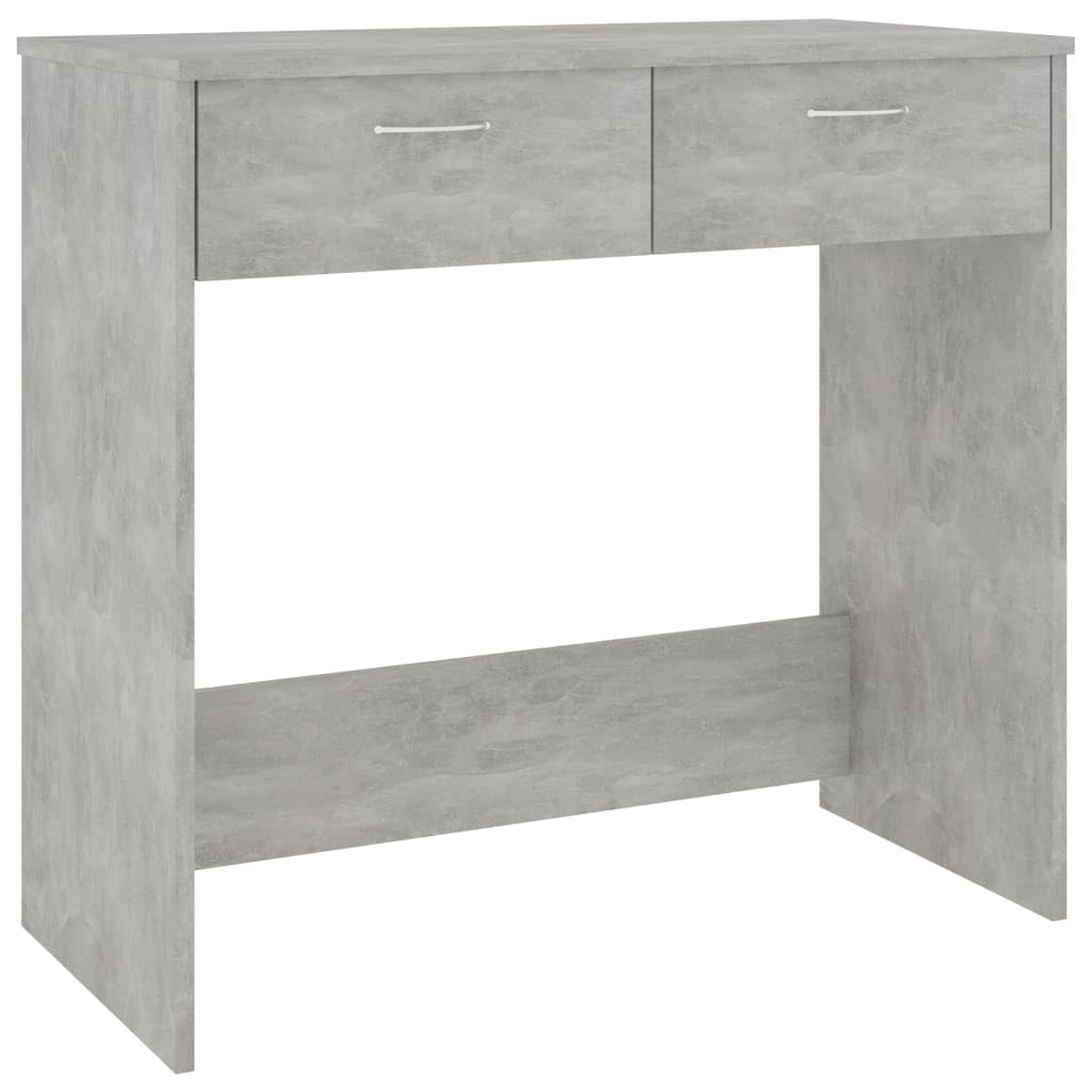 Biurko betonowe szare 80 x 40 x 75 cm, materiał drewnopochodny, z 2 szufladami, kompaktowe biurko komputerowe do domowego biura, nowoczesnego pokoju młodzieżowego