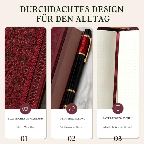 BIROYAL Notatnik A5 Dotted, 120 gsm, PU Bullet Journal, 256 stron, czerwony