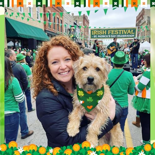 Image of Abbylike 50 Pcs St Patrick's Day Dog Bandanas Bulk Green Shamrocks Bandanas for Dogs Triangle Kerchief Bibs Scarf for Pet Irish Costume Photo Props Pet Shops Groomer, 25 Styles (19.7 x 13.8 x 13.8)