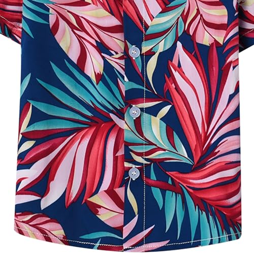 Boys Lapel Tropical Botanical Print Single Breasted Cardigan Beach Shirt Boys Clothes Size 8 (D, 12-18 Months)4