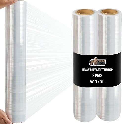 Miniatura 37 de GORILLA GRIP Película elástica 500% de plástico resistente, rollo retráctil de 1200 pies, resistente a pinchazos, resistencia industrial para envío