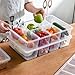 MANO 2 Pack Divided Veggie Tray with Lid - 5 Compartment Clear Snack Containers for Fridge, Stackable Produce Saver Storage for Fruits, Vegetables, Meat & Fish