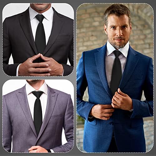 PROUSKY Clip On Tie with Clip, Pre-tied Neckties Matte Standard Security Tie, Polyester Mens Tie for Wedding Funeral Formal Business Tie School Uniforms