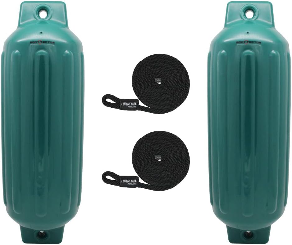Extreme Max 3006.7572 BoatTector Inflatable Fender Value 2-Pack - 8.5" x 27", Forest Green