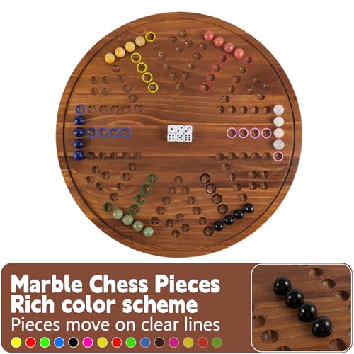 Juego de mesa grande circular de mármol con tablero doble miniatura 2