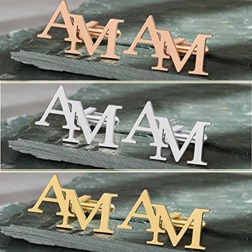 Nobelook Personalized Cufflinks Custom Engraved Name Tie Clip Stainless Steel for Men Wedding Party Business Shirt Tuxedo Gift for Dad Husband Boyfriend3
