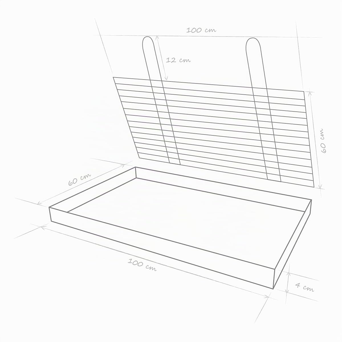 Pyko Grille de barbecue, grille de rechange, grille de barbecue, grille de cheminée, grille de cheminée avec bac à cendres 100 x 60 cm
