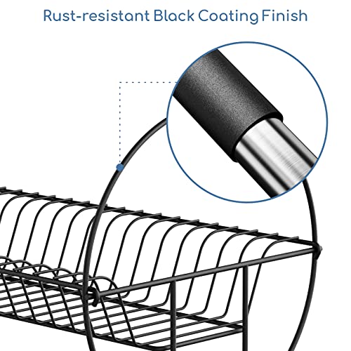 Gslife Small Dish Drying Rack - 2-Tier With Drainboard, Utensils Holder, Glass Holder For Kitchen Counter, Tiered Drainer Space, Black #TOP6