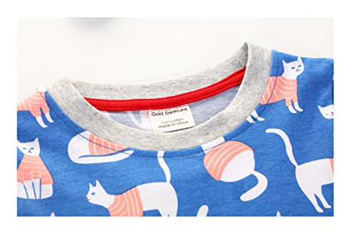 100% Cotton Playwear Dress Little Girls Nightgown Long Sleeve Sleepwear With Pink Cat 2T #TOP1