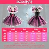 HarnyLoom Witch Costume Kids Girl Witches Dress Princess Outfit Scary Purple Hat Brooms Party Cosplay Carnival Fancy Dress (Rose Red, 130 (7-9 years)) - Image 2