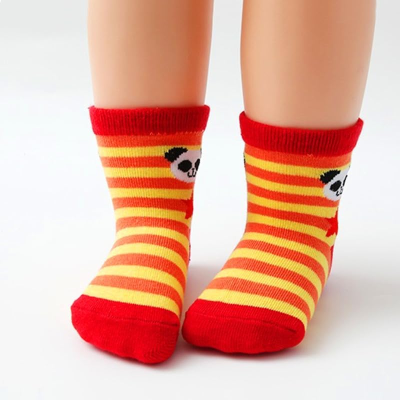 Padgene 10 Pairs Kids Boys Fun Novelty Socks Toddler None Slip Cotton Crew Dress Socks Cartoon Dinosaur Car Shark Stripes - Image 7