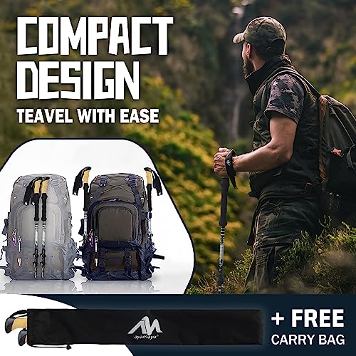 Ayamaya Carbon Fiber Trekking Poles - Hiking Poles Collapsible Lightweight, Shock-Absorbent Walking Sticks For Women Men With Cork Eva Grips, Flip Locks, All Terrain Accessories For Mountaineering #TOP3