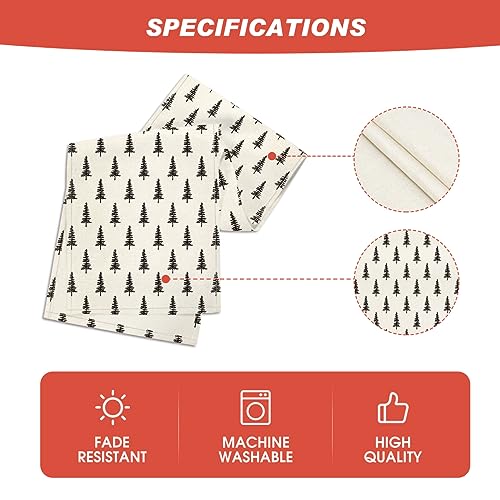 Image of Artoid Mode Beige Xmas Tree 2PCS Christmas Table Runner, Seasonal Winter Kitchen Dining Table Decoration for Home Party Decor 13x72 Inch