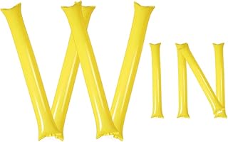 Hooshing 40PCS Bam Bam Thunder Sticks Yellow Cheerleading Plastic Clap Hands Outfit Inflatable Noisemakers for Cheering Basketball Football Party Sport Team Spirit