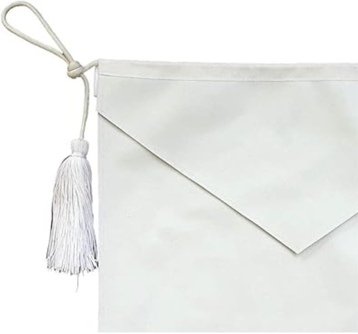 BRICKS MASONS Entered Apprentice Blue Lodge Apron - All White Leather with Cords