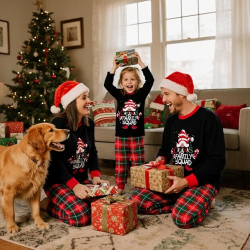Feionusin Christmas Pajamas Matching Sets for Family Xmas Pjs Sleepwear Set Holiday Family Nightwear Pajamas Matching Sets4