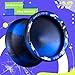 MAGICYOYO V10 Finger Spin Yoyo Professional Metal Trick Yoyo Responsive & Unresponsive Dual Purpose Yo Yo with Storage Case + Yo Yo Glove +12 Strings(Black Blue)