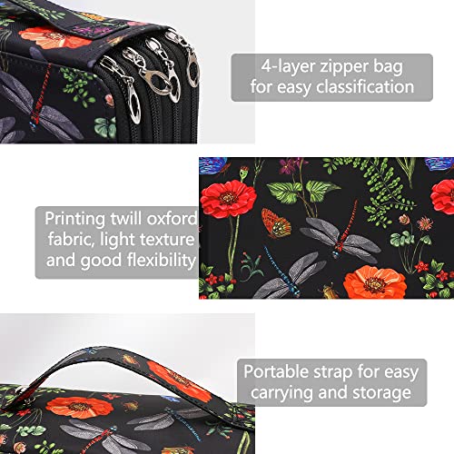 Image of Vomgomfom 200 Slots Pencil Case 4-Layer PU Leather, Handle, Black