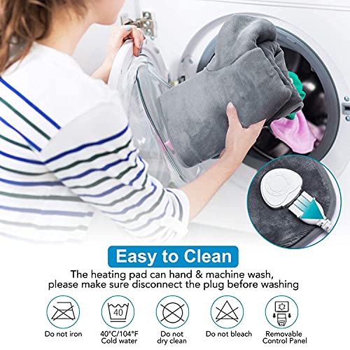 RENPHO Coussin Chauffant Électrique dos Cervicales Lavable en Machine, Arrêt Automatique, Faste-chauffage Avec 3 Réglages de Température, pour le Cou et les épaules, 60 x 90 cm - Gris RENPHO Coussin Chauffant Électrique dos Cervicales Lavable en Machine, Arrêt Automatique, Faste-chauffage Avec 3 Réglages de Température, pour le Cou et les épaules, 60 x 90 cm - Gris