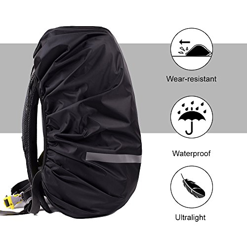 EDOBIL Rainproof Cover Waterproof Backpack Rain Cover with Reflective Strip for Hiking Camping Traveling Outdoor Activities (Orange, Large)