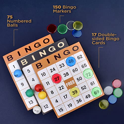 Queensell Bingo Game For Adults - Bingo Set - Best Board Games With Metal Bingo Cage And Balls Set With Bingo Cards - Bingo Games For Family - Bingo Sets For Adults Large Group #TOP3