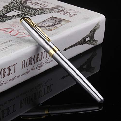 Accod Metal Ballpoint Pen Roller Ballpen Signature Pen with Two Replaceable Black Refills(0.5mm) Nice Gift for Friends Family Colleagues and Business Partners(Silver)