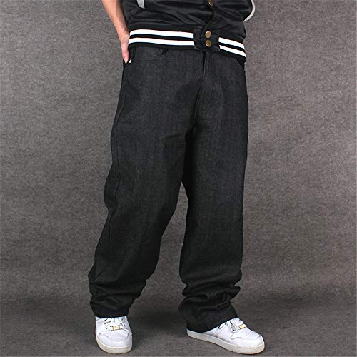 Qbo Men's Vintage Graffiti Hip Hop Style Baggy Jeans Denim-40 Black #TOP3