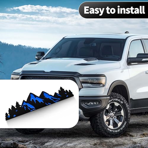 Image of 10 Inch Snow Mountain Graphic Logo Badge, Trunk Mountain Logo Emblem for Car Trunk Tailgate Emblem (Blue Black)