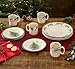 Spode Christmas Tree Holly Dinner Plates, Set of 4-10 Inch Stoneware with White Center & Holly Accents - Festive Holiday Tableware, Microwave, Dishwasher & Freezer Safe, Seasonal Dining Essentials