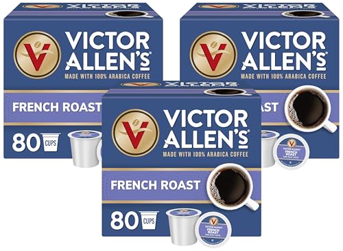 Image of Victor Allen's Coffee French Roast, Dark Roast, 80 Count, Single Serve Coffee Pods for Keurig K-Cup Brewers (Pack of 3)