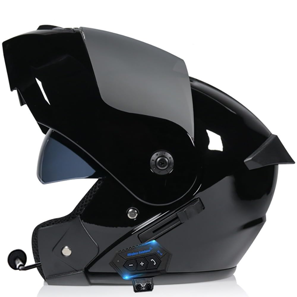 Beyswage F Modular Motorbike Helmet With Bluetooth And Microphone, Lip Up Ront Motorcycle Helmet With Double Visor, Dot/Ece Approved Ull Ace Helmet, Crash Helmet Or Automatic Answering