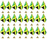 24 Pieces Jamaica Flags Table Flags on Stand with Stand Base,Small Mini Jamaican Flags Office Table...
