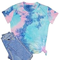 【Soft Material T-shirt】This tie dye print tee is made of cotton blend,bright and colourful, nice material and washes well,Keeps shape after washing. 【Attractive Design】Bright colorful clashing printing,classic round neck,short sleeve, regular fit, ca...