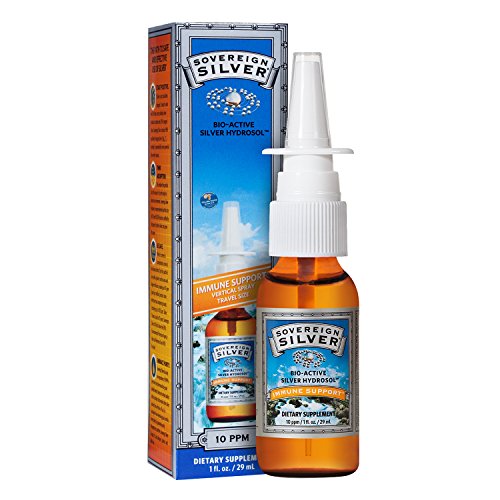 Sovereign Silver Bio-Active Silver Hydrosol for Immune Support - 10 ppm, 1oz (29mL) - Travel Size Vertical Spray