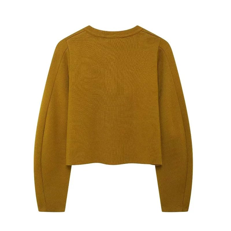 Women's Single Breasted Sweater Cardigan with Pockets Vintage O-Neck Long Sleeves Casual Knit Jumpers2