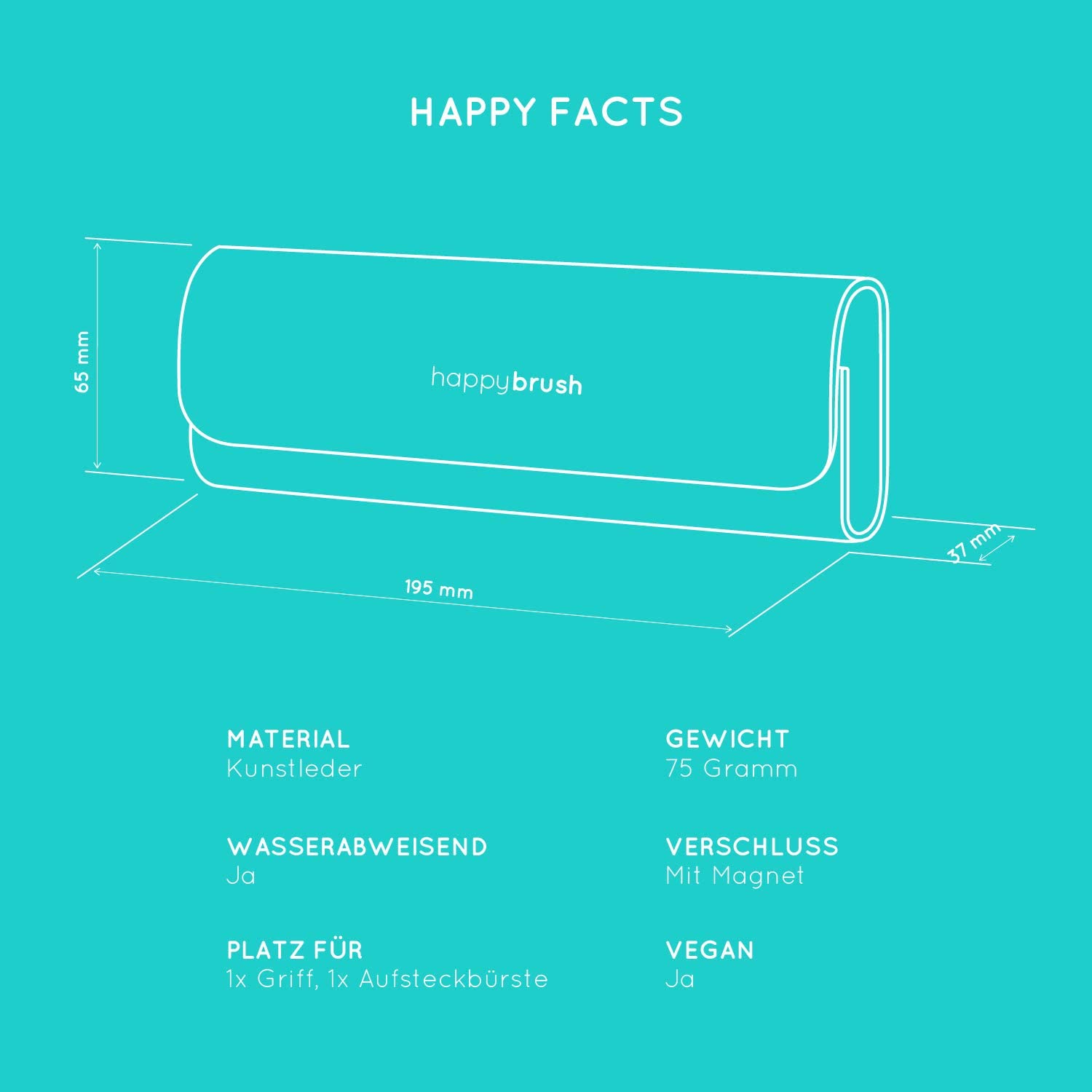 happybrush® Wodoodporne etui na szczoteczki do zębów do ochrony podczas podróży | szczoteczka do zębów, etui podróżne, szare (kompatybilne z elektrycznymi szczoteczkami do zębów firmy Philips, Braun & Oral-B)
