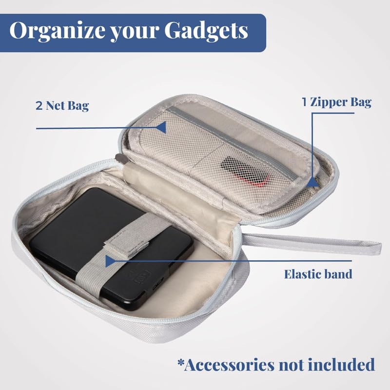 Image of HomeStrap Tech Organizer Case for Electronics Accessories | Storage Pouch for Chargers, Cables, Power Banks, SD Cards & Earphones | Waterproof & Travel-Friendly Gadget Bag - Grey, Small