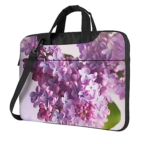 Maletín portátil con diseño flores moradas 13 pulgadas miniatura 1