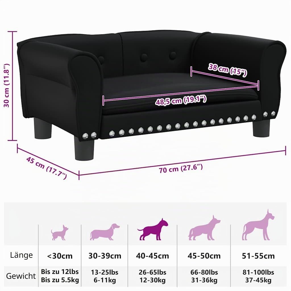 vidaXL Hundebett Schwarz 70x45x30 cm Kunstleder