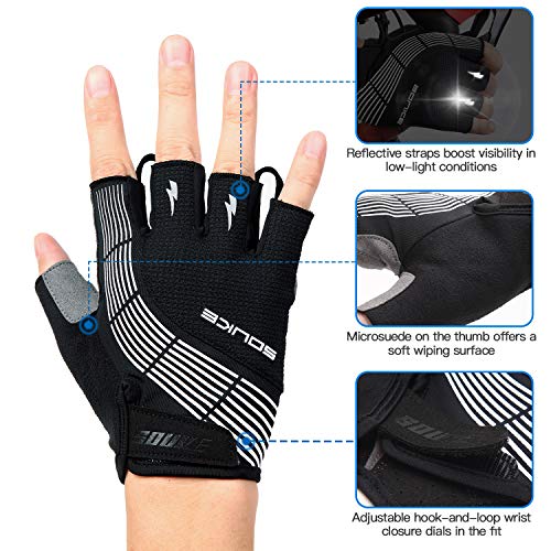 Souke Sports ST1901-BLACK-BLACK-L Cycling Bike Gloves Padded Half Finger Bicycle Gloves Shock-Absorbing Anti-Slip Breathable Mtb Road Biking Gloves thumb #1