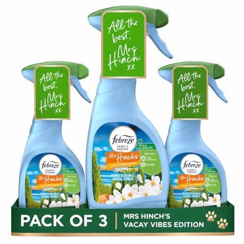 Febreze FABRIC Freshener Spray ORANGE BLOSSOM and Coastal Cypress Scent, 3 x 500ml, Odour Eliminator for Hard to Wash Fabrics by Krishna Stores Ltd