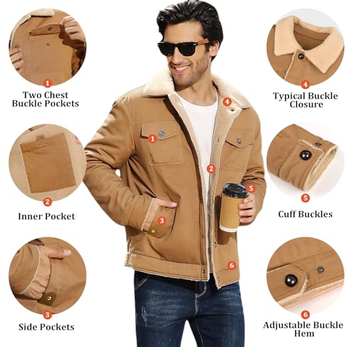 Image of Mens Winter Jacket Thick Thermal Warm Fleece Lined Sherpa Jacket 2026