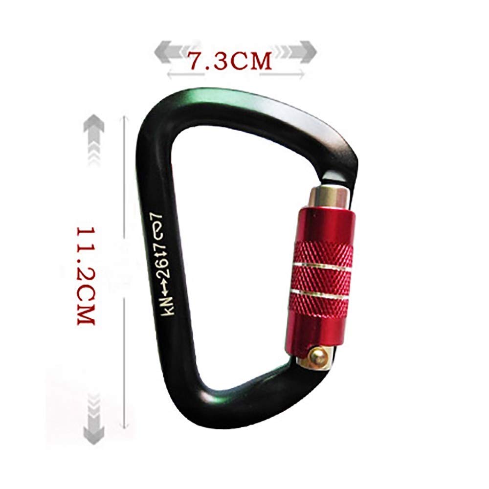 Moschettone Grande, Gancio a Clip 2 Pezzi moschettone Automatico Grande, moschettone Grande Ultraleggero in Alluminio a Clip 26kn, Super Resistente (Nero, 112x73 mm)