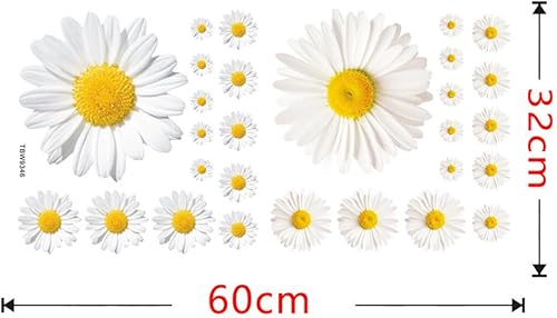 Miniatura 3 de Pegatina de pared de margaritas autoadhesiva para decoración del hogar, patrón de flores único, calcomanía de pared para sala de estar, dormitorio,