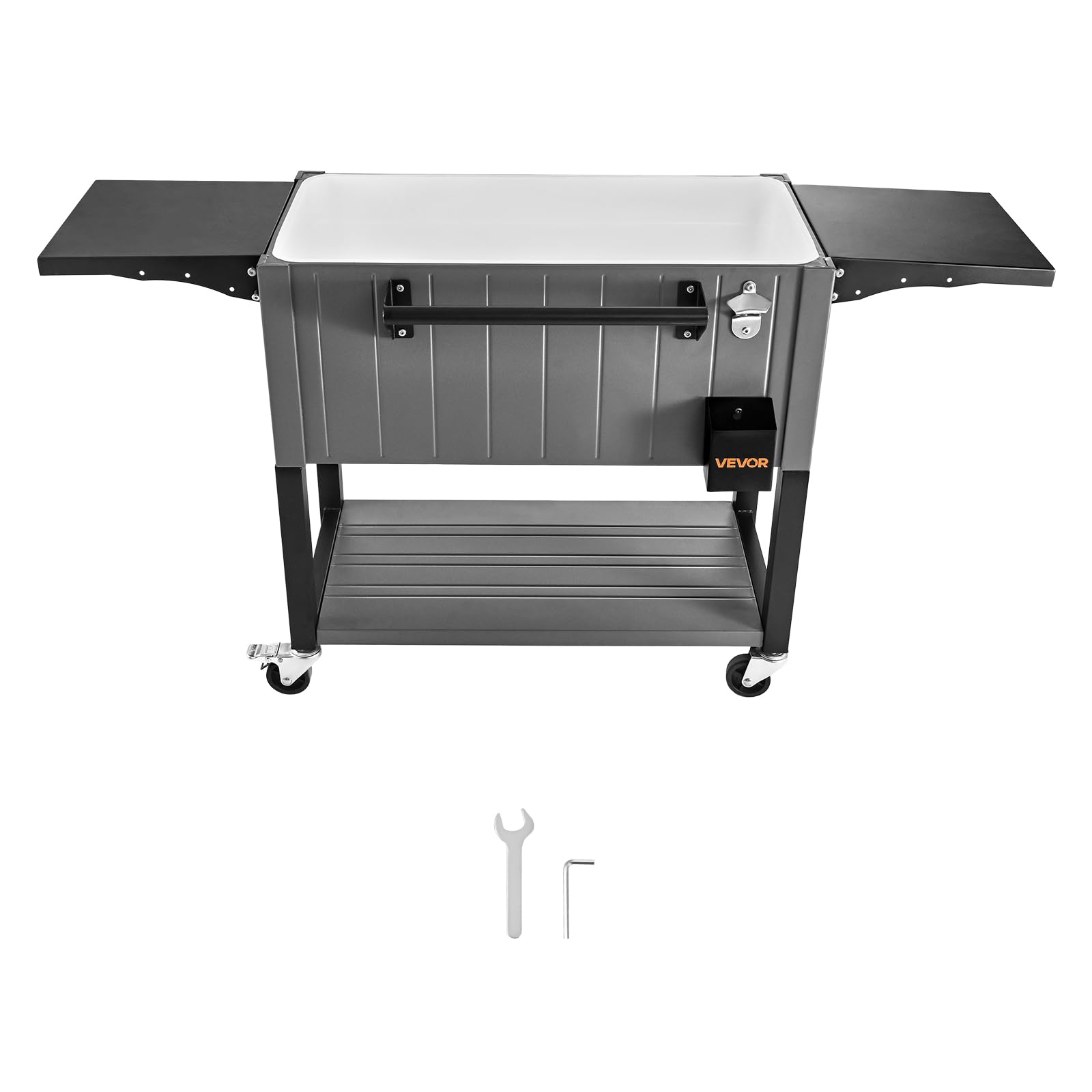 VEVOR Carrito Nevera con Ruedas 75,71 L, Carrito Refrigerador con Estantes Laterales e Inferior, Abridor de Botellas, Enfriador de Bebidas Portátil para Patios, Camping, Fiestas en Piscina, Exterior