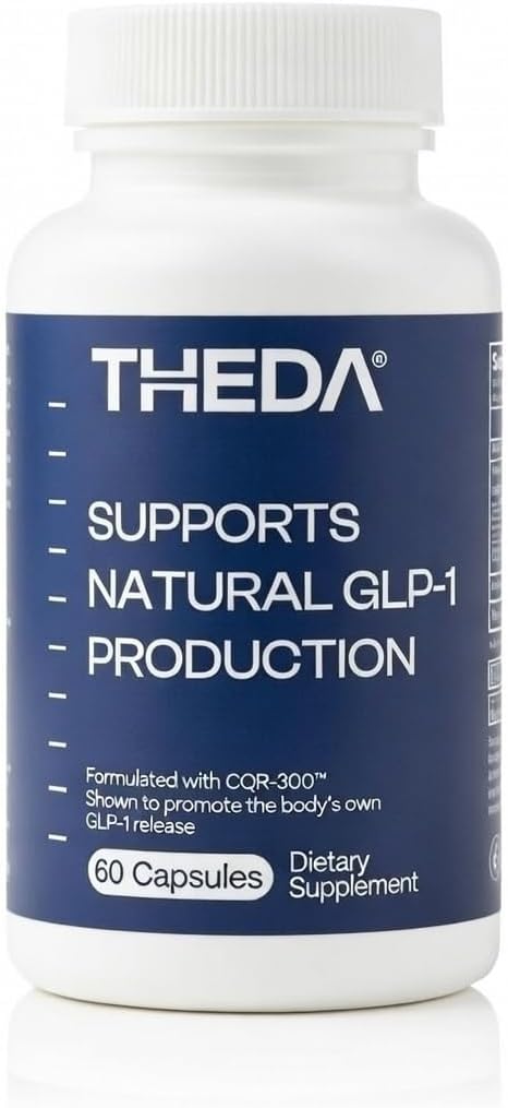 THEDA GLP-1 Supplement Weight Loss for Women and Men - Clinically Studied Metabolism Booster, Expert Formulated and Patented to Support GLP1 Production Naturally (30 Day Supply, 60 Capsules)