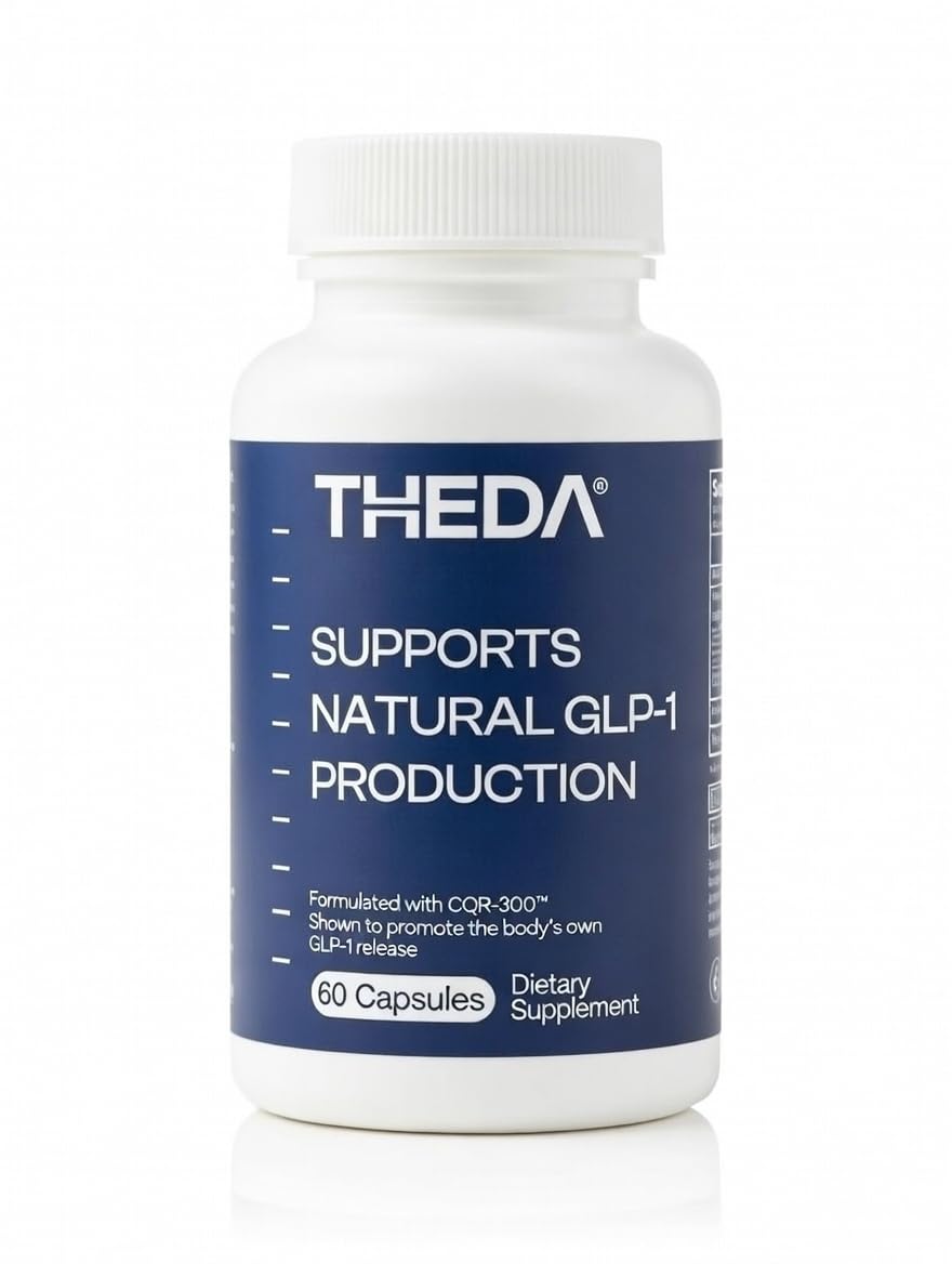 THEDA GLP-1 Supplement Weight Loss for Women and Men - Clinically Studied Metabolism Booster, Expert Formulated and Patented to Support GLP1 Production Naturally (30 Day Supply, 60 Capsules)