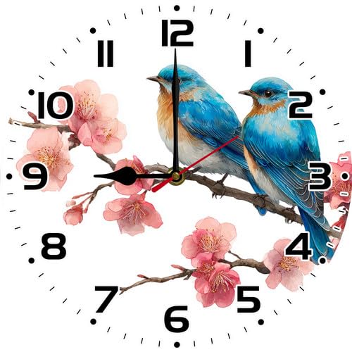 Geroclonup Retro Bird Wall Clock - 25 cm, Silent Battery-Operated Wooden Clock